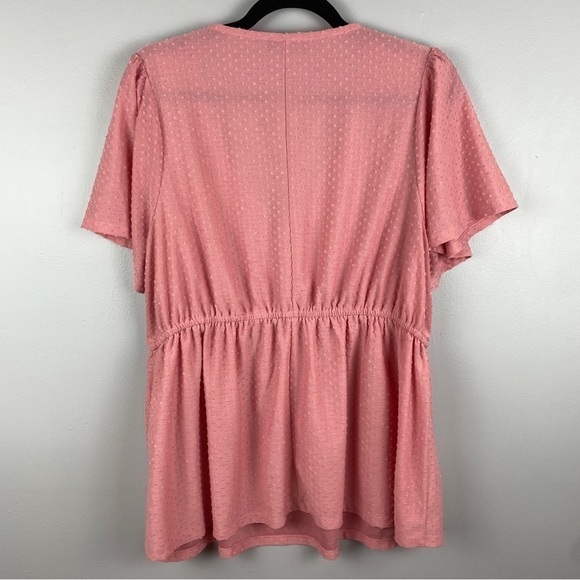 LANE Bryant Peony Swing Flutter-Sleeve Clip Dot Babydoll Top Size 14/16 - Picture 8 of 13